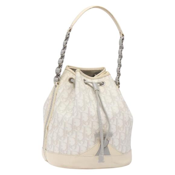 DIOR Trotter Canvas Romantic Shoulder Bag Pvc White Silver - Picture 1 of 12